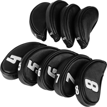 Balck Short Neck Iron Putter Head Cover 9pcs (4-9.P.A.S)